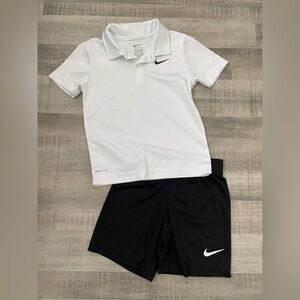 Nike Kids White Polo Shirt with Black Logo